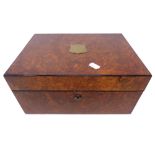 A good quality Victorian walnut travelling jewelry box fitted internal mirror and lift out tray
