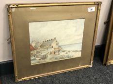 Stanley Brinton : Cottages and Fishing Boats by the Sea, watercolour, signed, dated 1924,