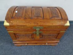 An eastern hardwood brass inlaid dome top box