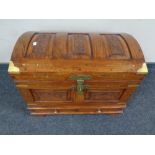 An eastern hardwood brass inlaid dome top box