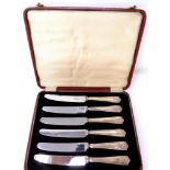 A set of six London silver-handled butter knives (cased)