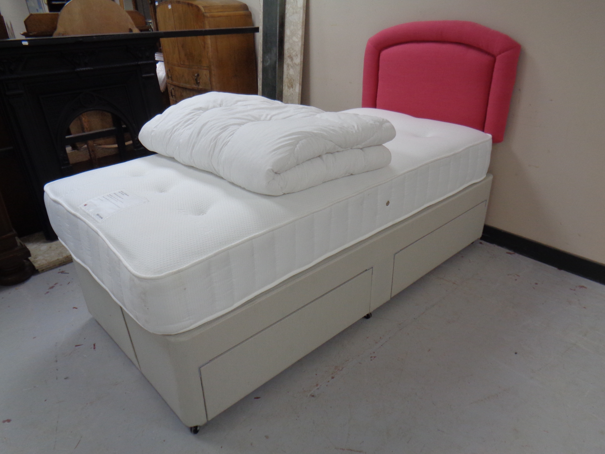 A John Lewis value collection 1000 pocket sprung mattress with storage divan base,