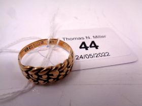 A 9ct gold plaited ring, size T. CONDITION REPORT: Misshapen. 4.
