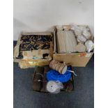 Three boxes containing large quantities of fabric trim