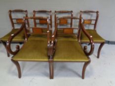 A set of six Regency style mahogany armchairs