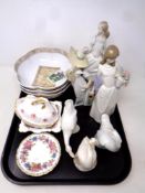 A tray of assorted ceramics to include three Royal Worcester Country Garden shaped bowls,