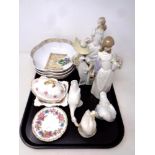 A tray of assorted ceramics to include three Royal Worcester Country Garden shaped bowls,