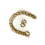 A Gold plated Silver bracelet together with pair of earrings.
