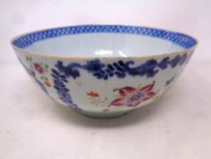 A 19th century Chinese hand painted glazed porcelain bowl, diameter 28.5 cm.