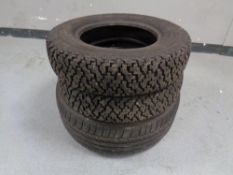 A pair of braced Radial tyres 155 R 13 780 together with a further Potenza car tyre