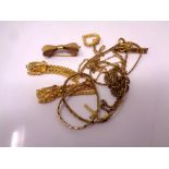 A small quantity of gold plated costume jewelry. Necklaces, pendants etc.