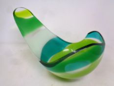 A Jane Charles art glass shaped bowl signed to base