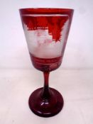 An 1851 Industrial Exhibition ruby glass goblet (height 22.