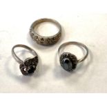 Three Silver Marcasite rings.