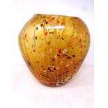 An art glass oval amber vase with speckled decoration (height 27 cm)