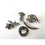 Assorted silver marcasite and paste jewellery