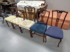 Five miscellaneous 19th century mahogany dining chairs