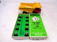 A Dinky Toys Aveling Barford Centaur dump truck together with a boxed set of Subbuteo players in