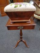 A 19th century mahogany occasional table fitted a drawer on tripod base together with a Victorian