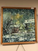 Antoni Sulek (1951-1988) : Wintery Street Scene with Snow, oil on board, signed, dated '81,