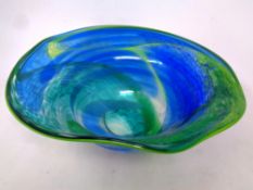 An art glass bowl with swirl decoration (diameter 38 cm)