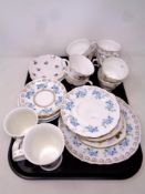 A tray of miscellaneous bone tea china