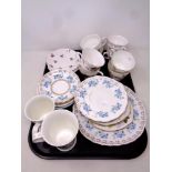 A tray of miscellaneous bone tea china