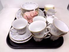 A tray of twenty-one piece Noritake Longwood china tea service together with a further pair of bone