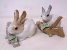 Two Lladro figures of rabbits