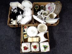 Three boxes of a large quantity of assorted ceramics to include Villeroy & Boch French Garden Charm