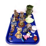 A tray containing assorted ornaments to include Leonardo, Cherished teddies, Boydes Bear,