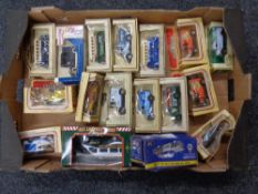 A tray containing boxed die cast vehicles to include Lledo days gone, Corgi Eddie Stobart vehicle,