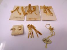 Approximately 6 pairs of gold plated earrings.