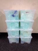 Eight plastic storage boxes with lids (8)