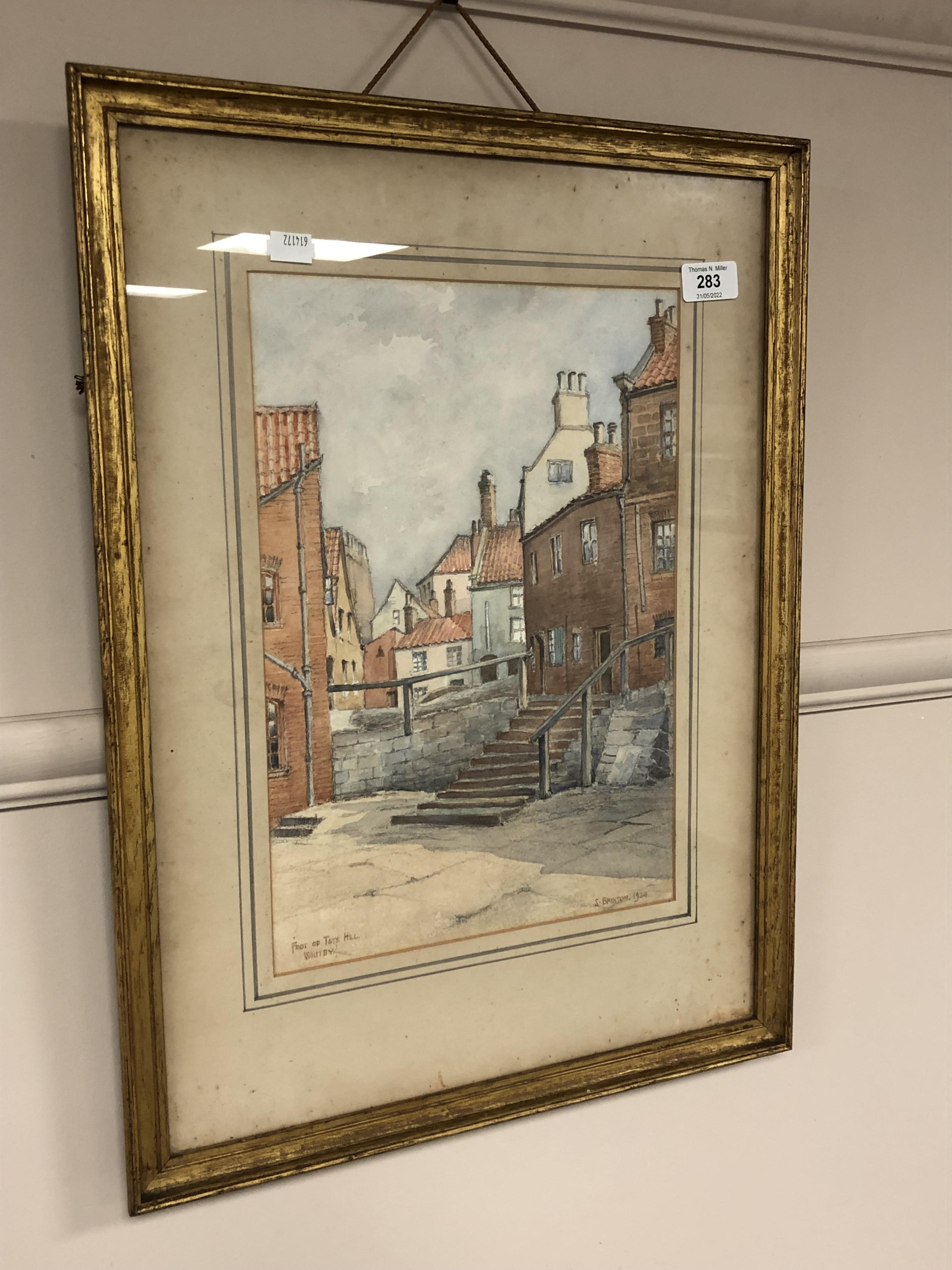 Stanley Brinton : Foot of Tate Hill, Whitby, watercolour, signed, dated 1934, 36 cm x 25 cm,