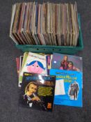 A box containing a quantity of vinyl records to include easy listening compilations etc