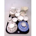 A tray of assorted ceramics to include Ringtons Maling jug,