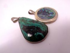 Two Silver pendants,