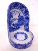A 19th century Royal Cauldon blue and white china candle holder