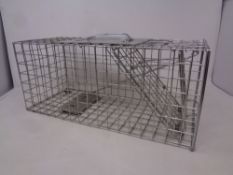 A wire cage animal trap