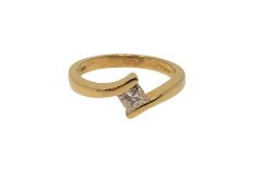 An 18ct gold princess cut solitaire diamond ring, size M CONDITION REPORT: 3.