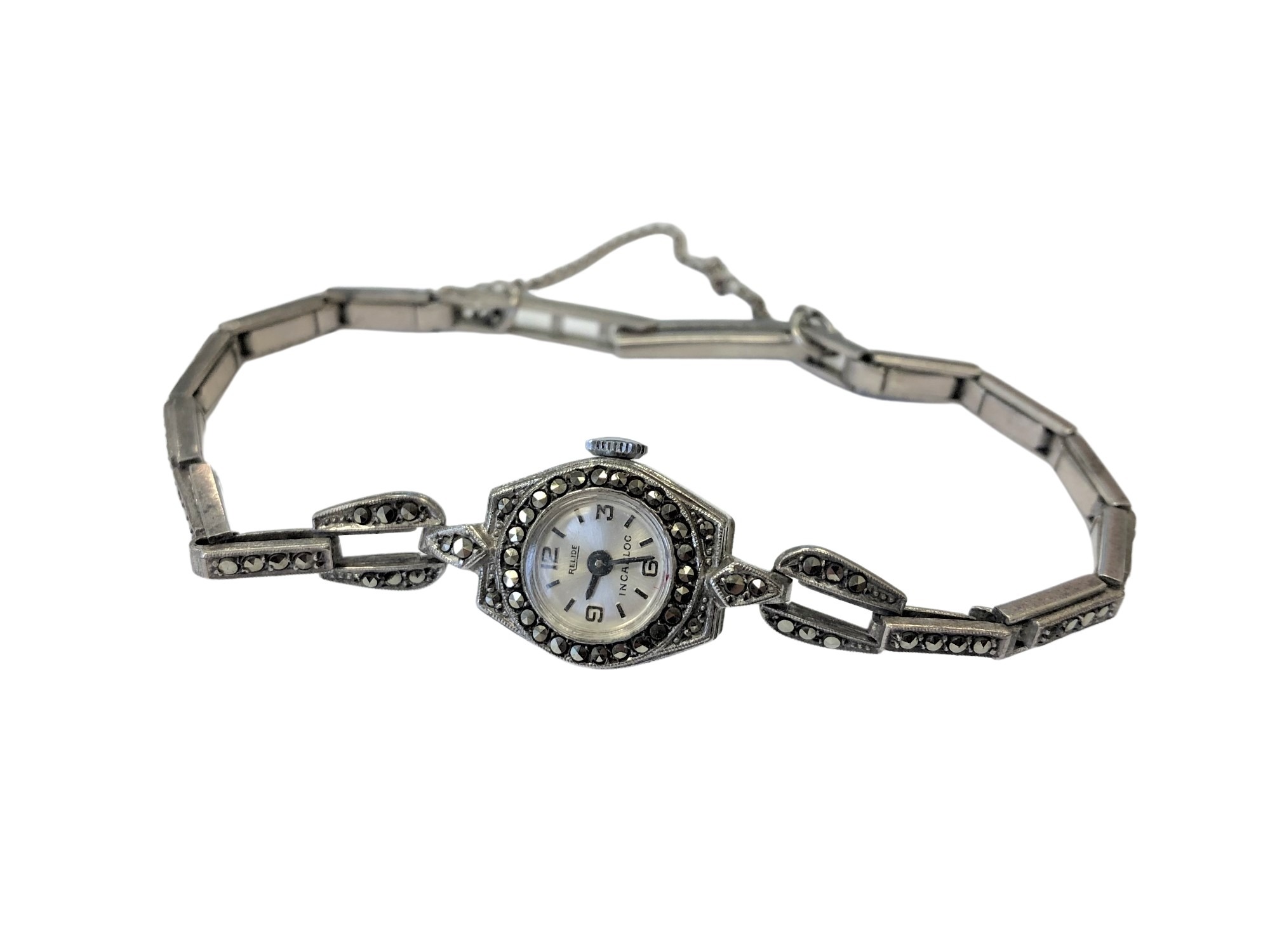 A vintage marcasite silver watch