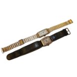 Two vintage watches - one 9ct gold with rolled gold bracelet strap and one 9ct gold with leather