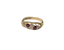 An antique 18ct gold ruby and diamond ring, size N CONDITION REPORT: 2.