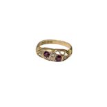 An antique 18ct gold ruby and diamond ring, size N CONDITION REPORT: 2.