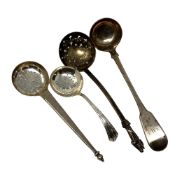 Four Georgian/Victorian silver sifting spoons,