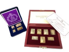 A collection of silver gilt stamps in two boxes.