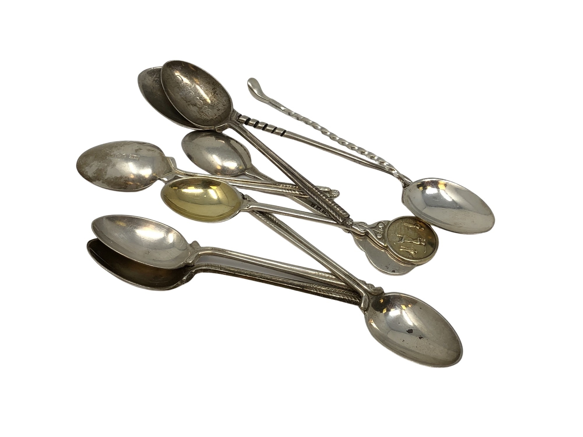 Nine silver golf themed spoons CONDITION REPORT: 120g