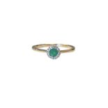 A 9ct yellow gold emerald and diamond cluster ring, size N.