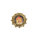 An antique 18ct gold and enamel brooch 'S M V PAUL RAINER', 7.4g, diameter 32 mm.